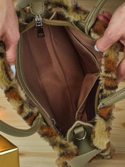 Kleine Damenhandtasche aus Öko-Leder mit Leopardenmuster Panthory