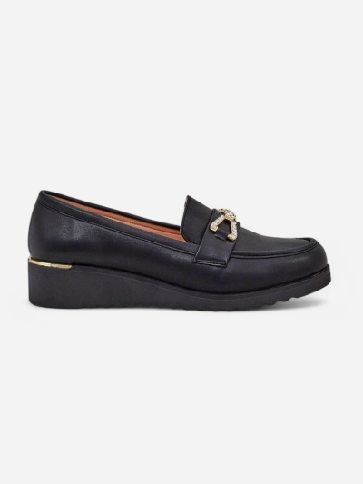 Royalfashion Damenmokassins auf niedrigem Wedge Leffo