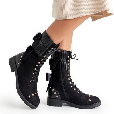 Schwarze Damenstiefel mit Farida-Ornamenten - Schuhe