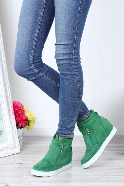 Zielone sneakersy na koturnie - Obuwie