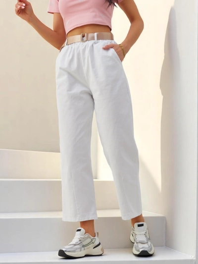 Royalfashion Baumwoll gerade Damenstoffhose