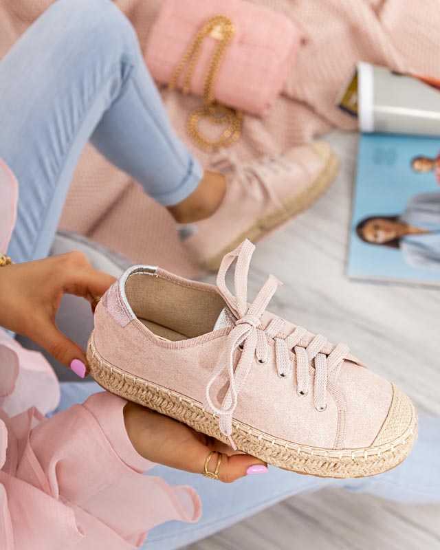 Rosa Damenschuhe a'la espadrilles auf der Woilla-Plattform - Schuhe