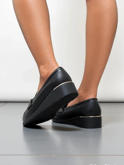 Royalfashion Damenmokassins auf niedrigem Wedge Leffo