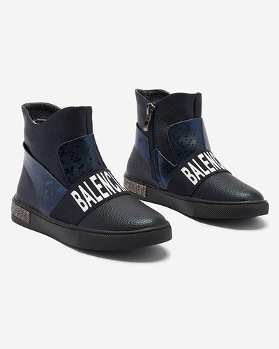 Marineblaue Mädchenstiefel mit Emoni-Aufschrift - Schuhe