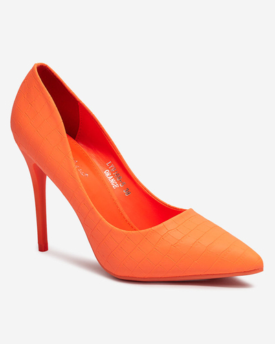 Neonorange Damen-Stiletto-Pumps mit Prägung Asota - Schuhe