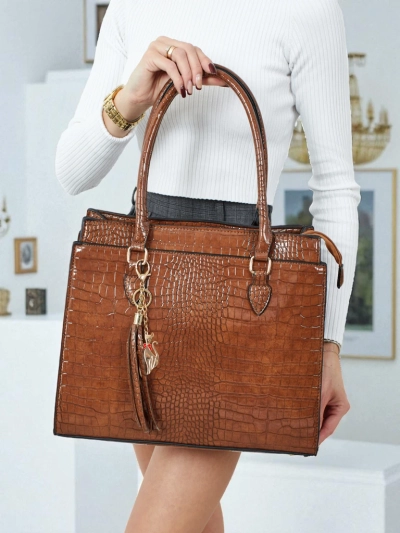 Damen Shopper Handtasche aus Öko-Leder mit Prägung Seraphyne