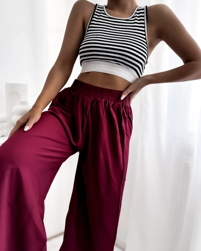 Royalfashion Maroon Damen 7/8 Culotte Hose
