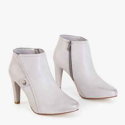 OUTLET Hellgraue Damenstiefel auf hohem Absatz Lotega - Schuhe