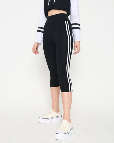 Schwarze Damen-Leggings mit Streifen - Kleidung