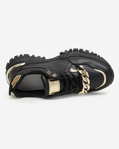 OUTLET Schwarze Damen-Sportschuhe mit Goldkette Evitos - Schuhe