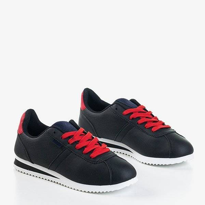 Schwarze Damen-Sportschuhe mit roten Dramena-Einsätzen - Schuhe 1