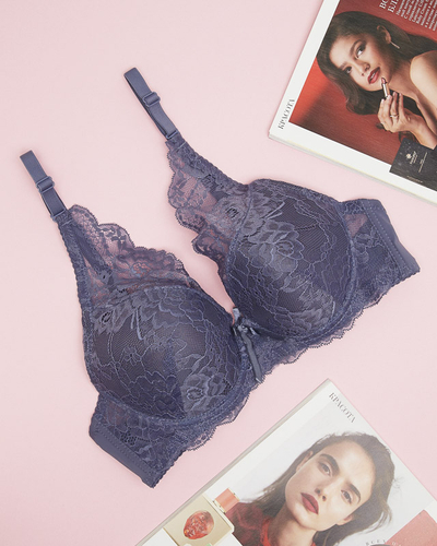 Damen-Push-up-BH mit violetter Spitze - Underwear