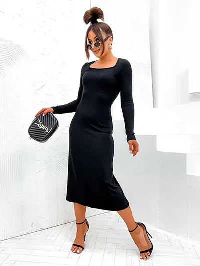 Royalfashion Damen langes Stoffkleid