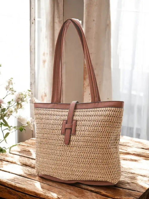 Royalfashion Велика солом'яна жіноча сумка