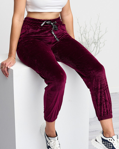 Damen-Jogginghose aus kastanienbraunem Velours - Kleidung