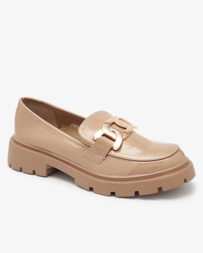 Hellbraun lackierte Mokassins für Damen Pogola- Footwear