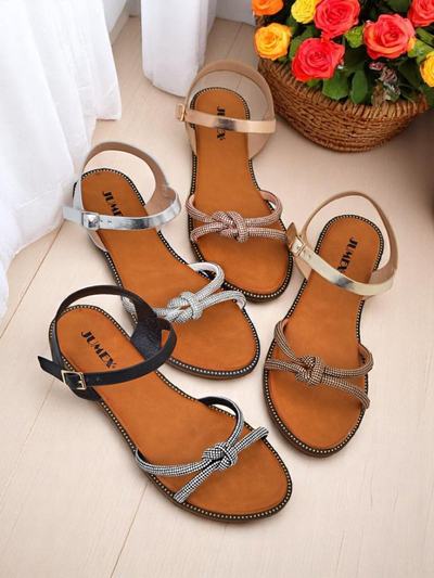 Royalfashion Damen Sandalen mit dekorativen Zirkonia Bella Shine