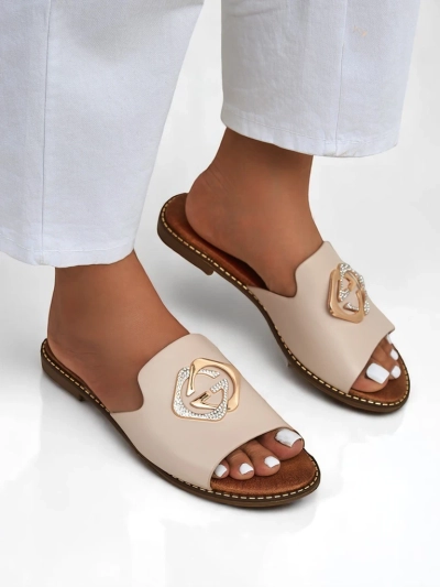 Royalfashion Damen Pantoletten flach Goldie Spark