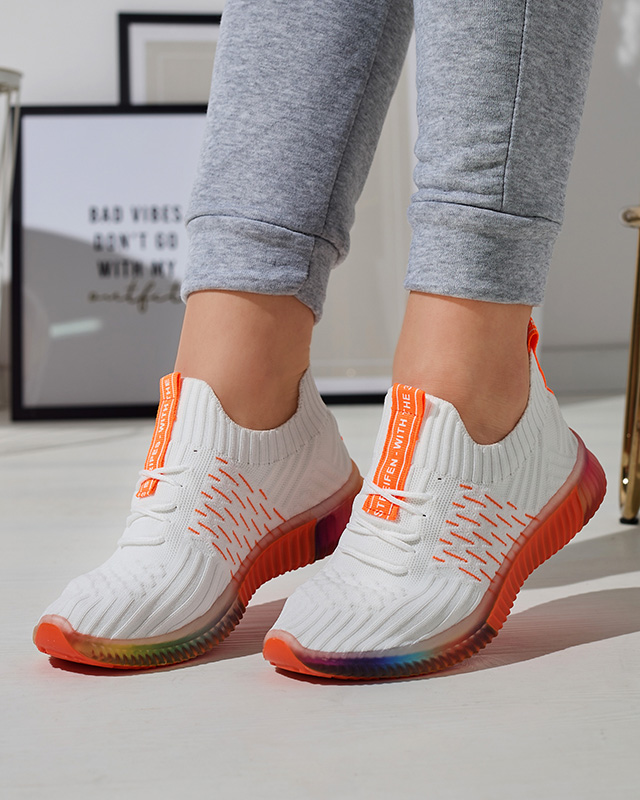 Weiße Damen-Sportschuhe mit orangefarbener Sohle Fimmi - Footwear