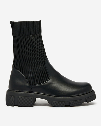 Royalfashion Schwarze Damenstiefel mit Netz Xandra