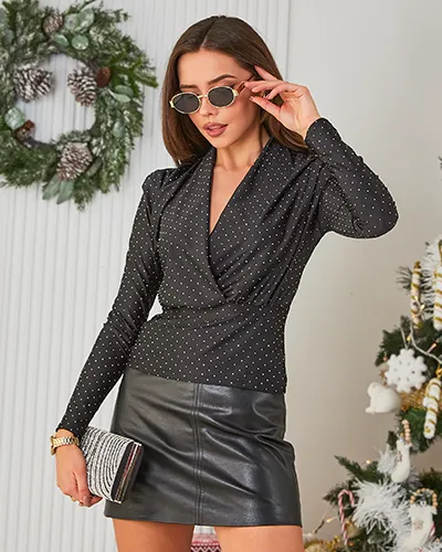 Royalfashion Damenbluse mit Zirkonen