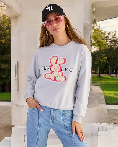 Royalfashion Damen Sweatshirt aus Baumwolle mit dünnem Druck