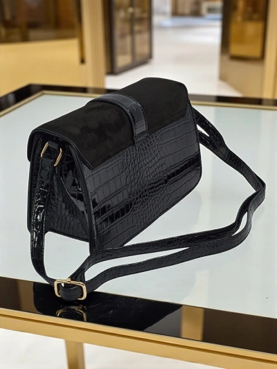 Lackierte kleine Damenhandtasche aus Öko-Leder Sable Mist