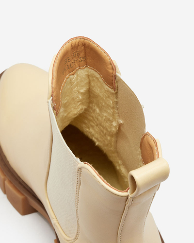 Royalfashion Beige Damenstiefel auf fester Sohle Eferope