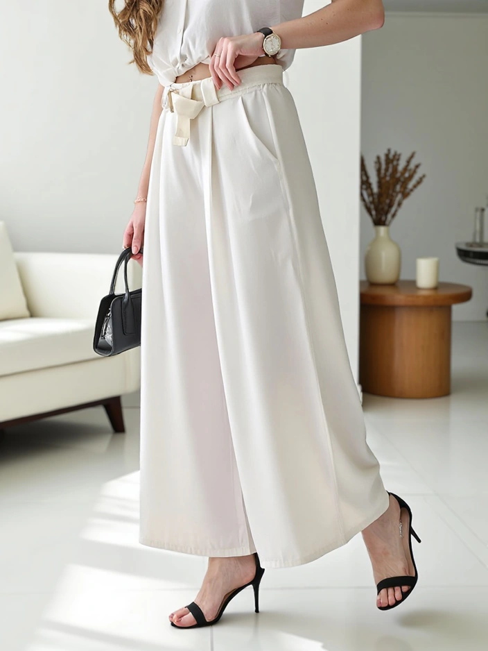 Royalfashion Weite Damenhose mit Gürtel