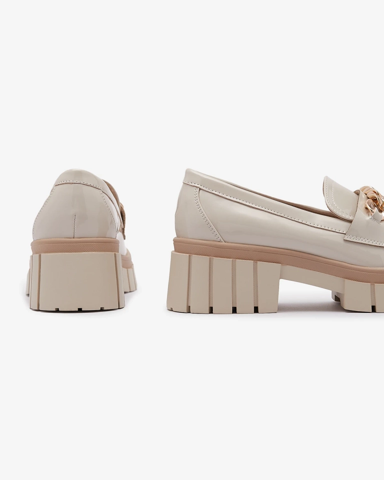 Lackierte Damen Mokassins in Beige Aquan- Footwear