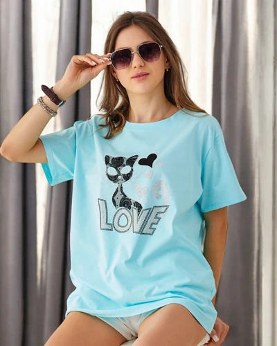 Royalfashion Damen Baumwoll T-Shirt Katzenliebe
