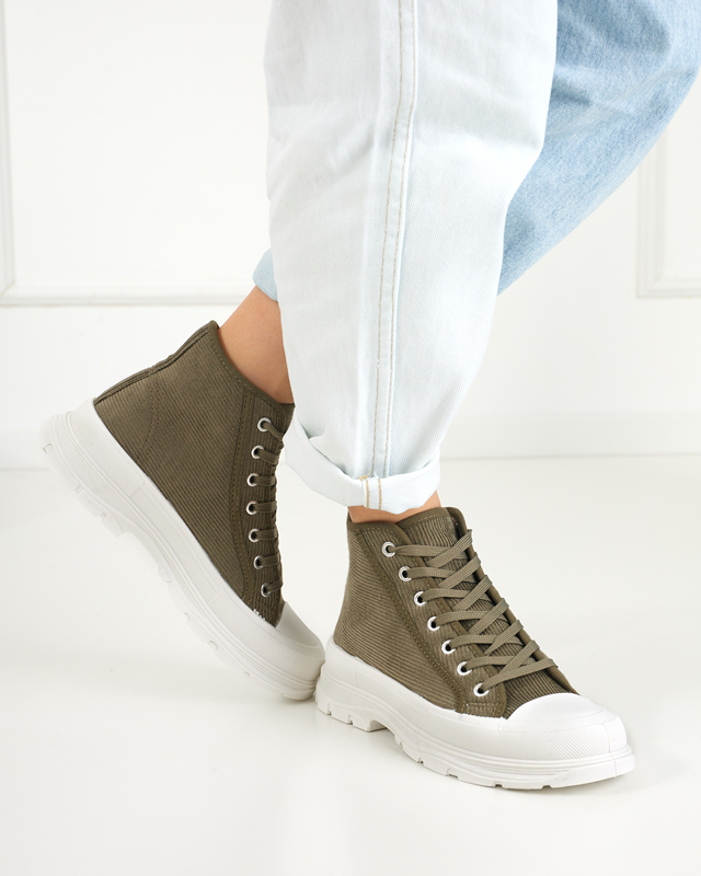 Grüne gerippte Damen-Sneaker Somali - Footwear