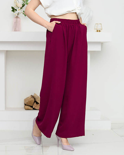 Burgunderrote weite Palazzo-Hose mit Taschen Bekleidung