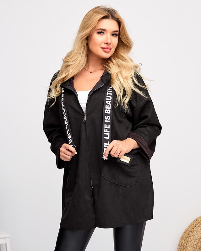 Schwarze Öko-Wildlederjacke für Damen - Kleidung