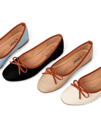 Royalfashion Damen Ballettschuhe mit Glitzer und einer Schleife Aramie