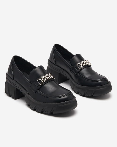 Чорні жіночі лофери на масивній підошві Erikela