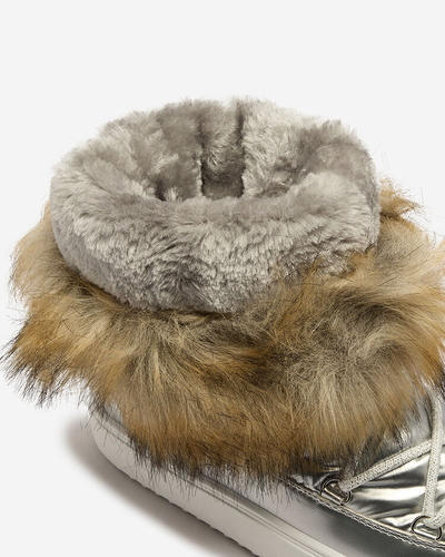 Royalfashion Silberne Schlupfstiefel a'la Schneestiefel für Damen Gomllo