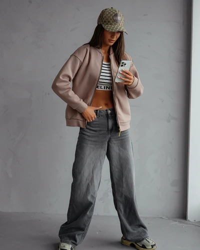 Royalfashion Zip-Jacke Stilvolle Damen-Bomberjacke mit Reißverschluss. Modell ohne Kapuze und ohne Taschen, mit Bündchen am Saum und an den Ärmeln. Perfekt für jede Frau! HINWEIS: Messgenauigkeit (+/-) 1 cm. 87654321 <p>Maße flac