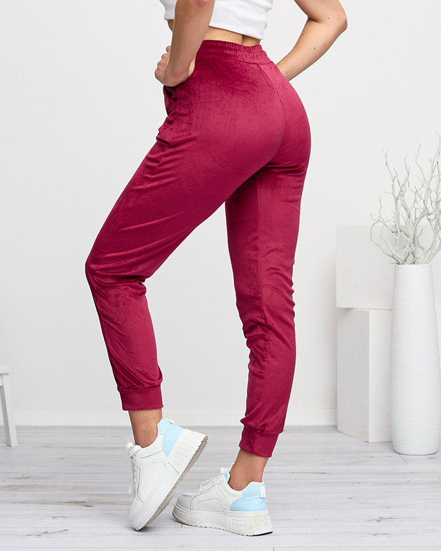 Damen-Jogginghose aus kastanienbraunem Velours mit der Aufschrift - Kleidung