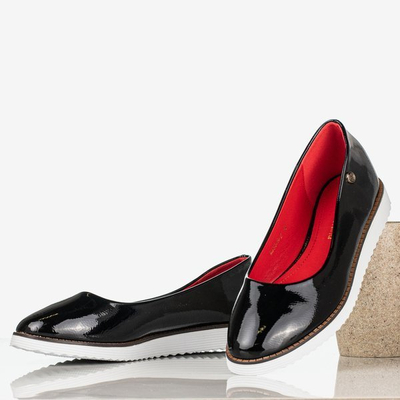 Schwarz und rot lackierte Damenballerinas Mersbels - Footwear