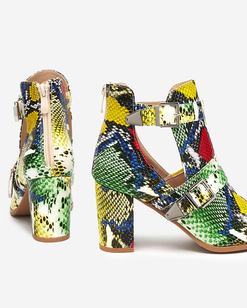 Синьо-жовті чоботи на полотні з тисненням Alolica - Взуття