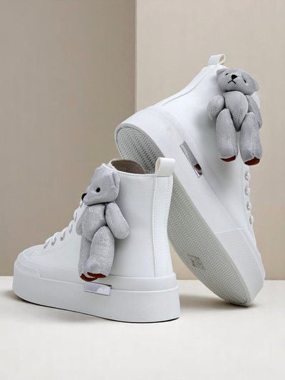 Royalfashion Damen-Sneaker mit hohem Schaft und Tedi-Bär