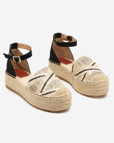 OUTLET Gemusterte beige Damen-Espadrilles auf der Zebrii-Plattform - Schuhe