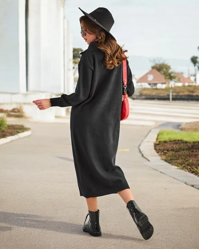 Royalfashion Damen langes Pulloverkleid