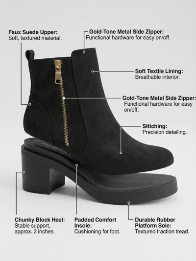 Damen Stiefeletten aus Eco-Wildleder mit Blockabsatz Arshena