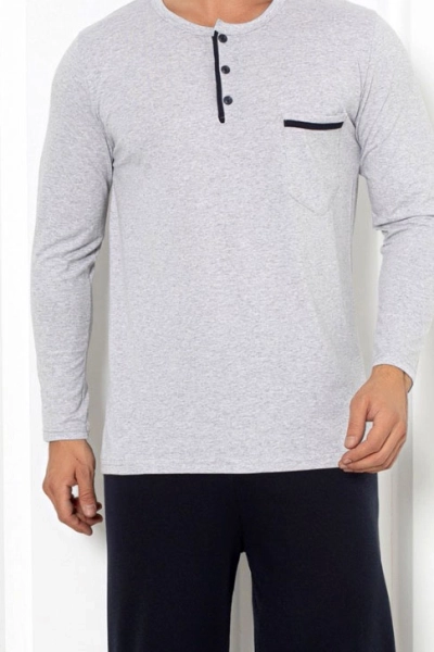 Royalfashion Herren Baumwollpyjama mit Tasche