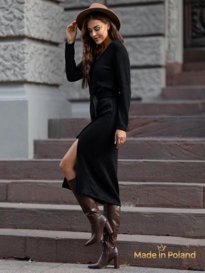 Viskose Damen Midikleid im Strickstil