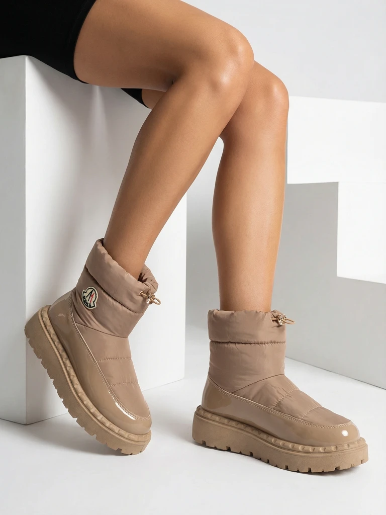 Royalfashion Damen Schlupf-Schneestiefel in brauner Farbe Ireda