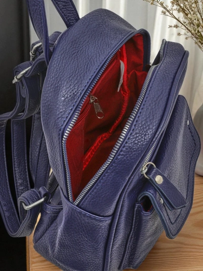 Damenrucksack Callista von Królewska Moda, Öko-Leder, marineblau