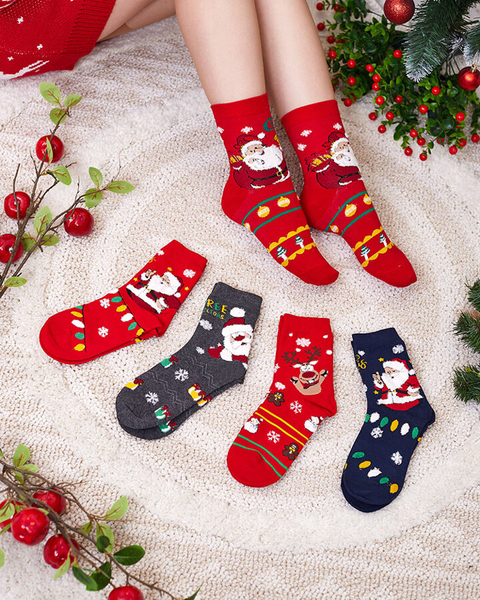 Bunte Damensocken mit Weihnachtsmuster - Unterwäsche